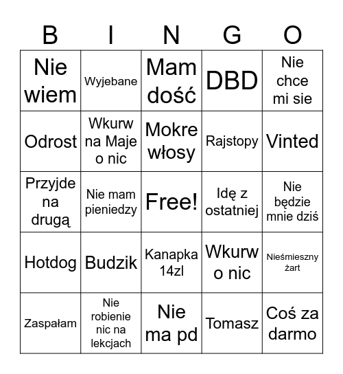 Tydzień Klaudi Bingo Card