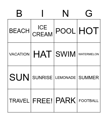 SUMMER! Bingo Card