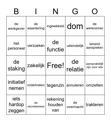 Hoofdstuk 5 IJsbreker Bingo Card
