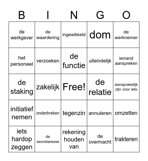 Hoofdstuk 5 IJsbreker Bingo Card