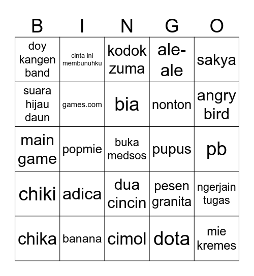 Aetherune's Bingo Card