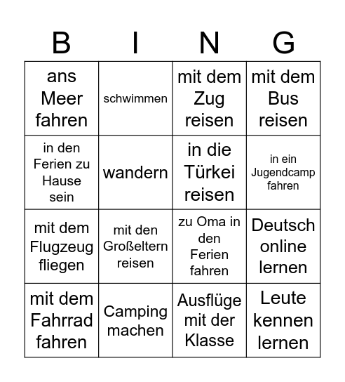 Gefällt dir...? Bingo Card