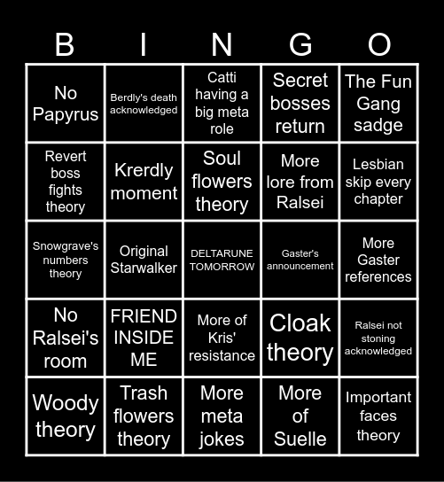 DELTARUNE CH 3-4 Bingo Card