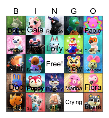 Animal crossing bingo! Bingo Card