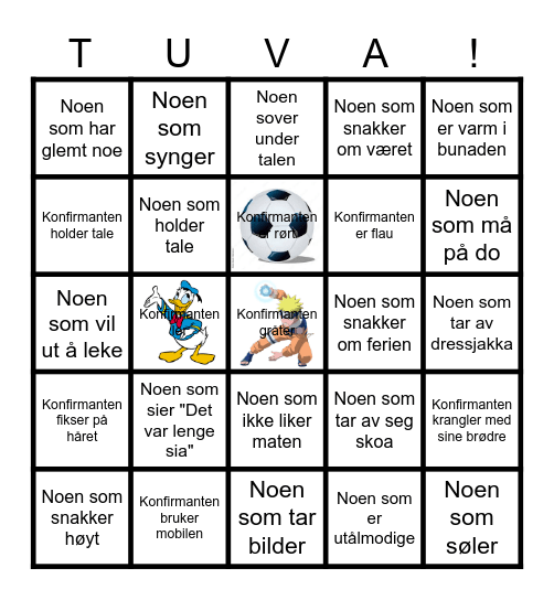 Konfirmasjonsbingo Card