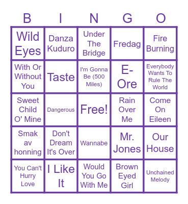 Aritma Musikk Bingo Card