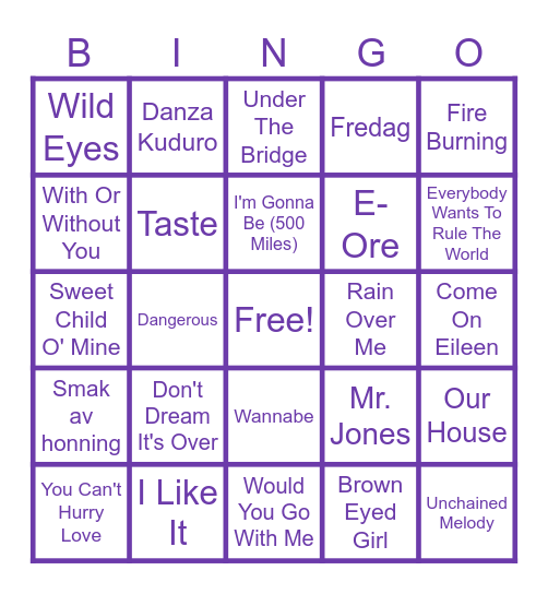 Aritma Musikk Bingo Card