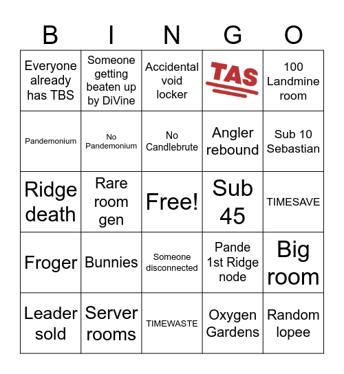 TBS Bingo Card