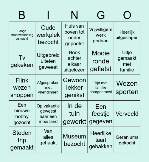 'Ik ben met pensioen Bingo' Bingo Card
