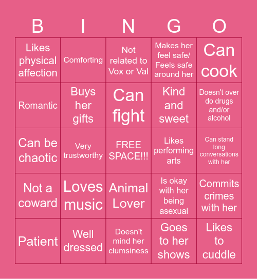 Are you Chiary's type? Bingo Card
