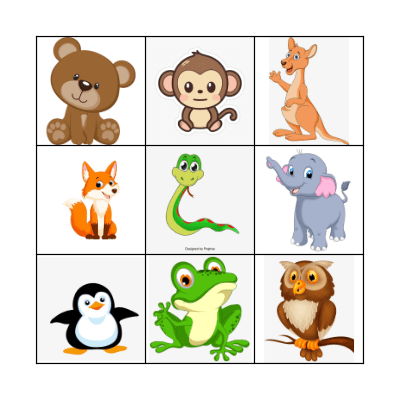 Wild Animals Bingo Card
