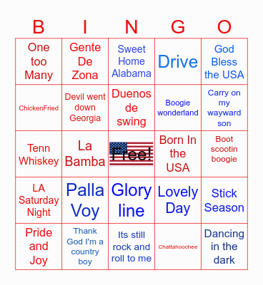 Memorial Day Bingo Card