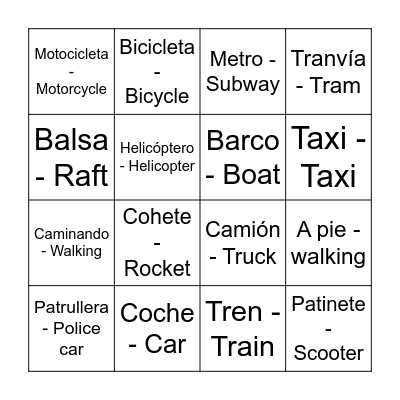 La transportaction Bingo Card