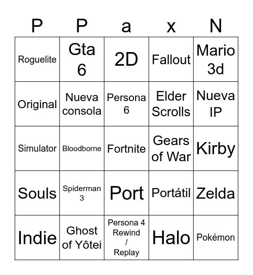 Summer Game Fest Bingo Card
