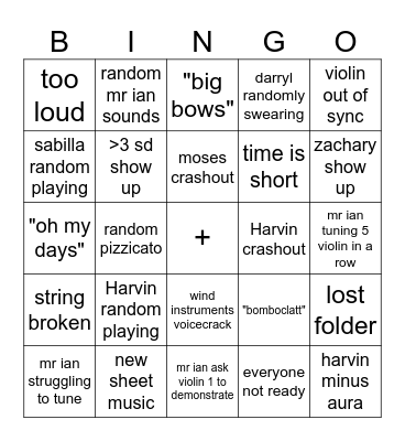 Orches Bingo Card