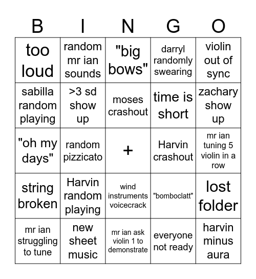 Orches Bingo Card