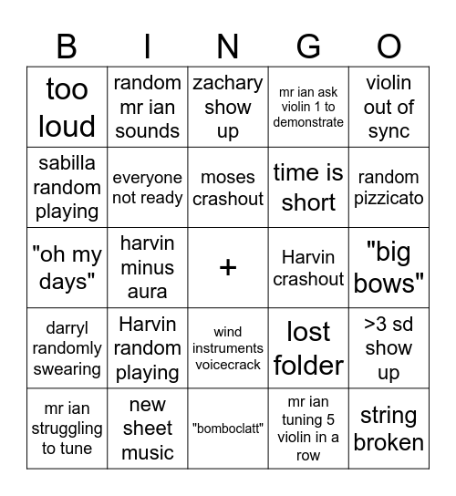 Orches Bingo Card