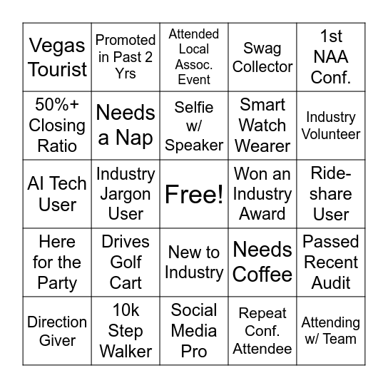 Who Are You Bingo Card