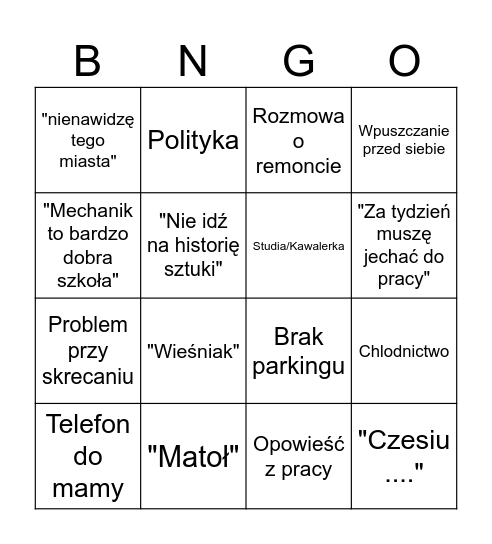 Pawel Bingo Card