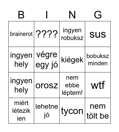 ratyi bingó Bingo Card