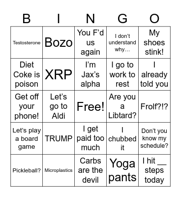 Tad Bingo Card