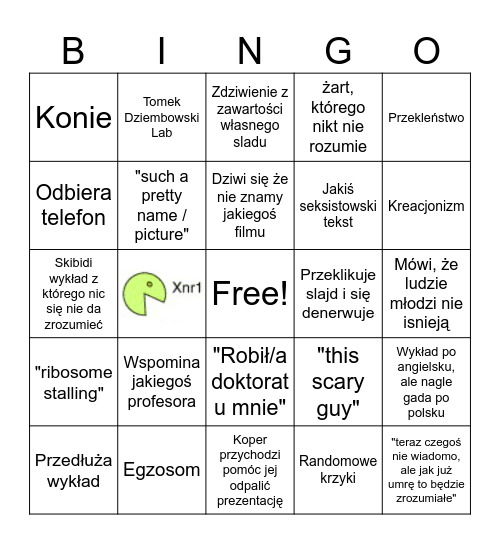 Kufel bingo Card