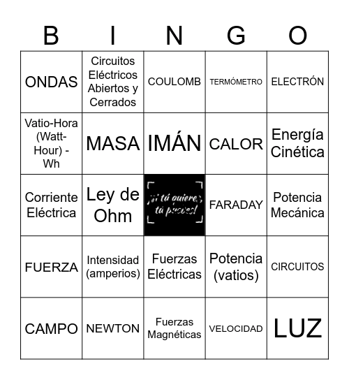 APEV-20. UNIDAD 2. Identificación de la energía del planeta. Bingo Card