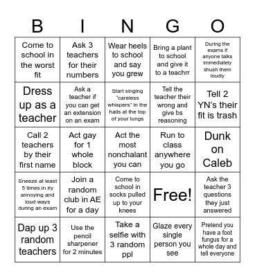 Stupid Stuff-CJ Bingo Card
