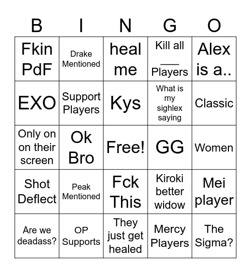 Kewing Bingo Card