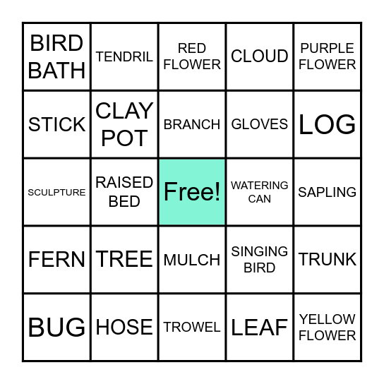 LELAND GARDEN BINGO Card
