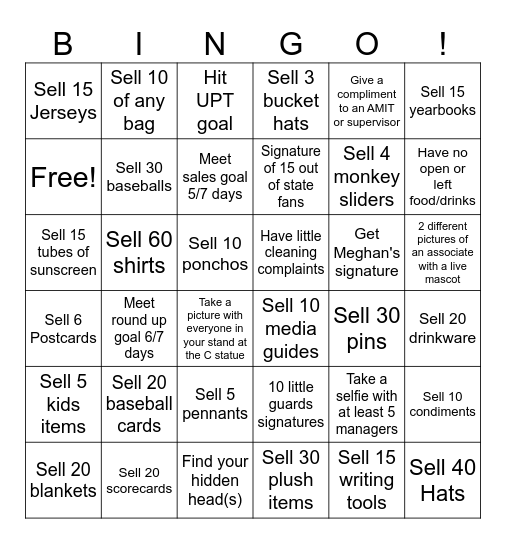 Store Bingo! Bingo Card