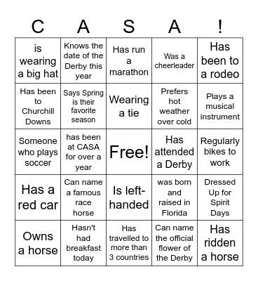 Find Someone Who Bingo Card