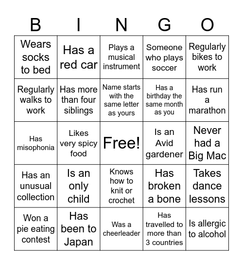 BINGO Card