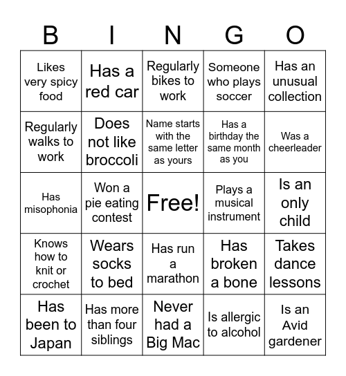 BINGO Card