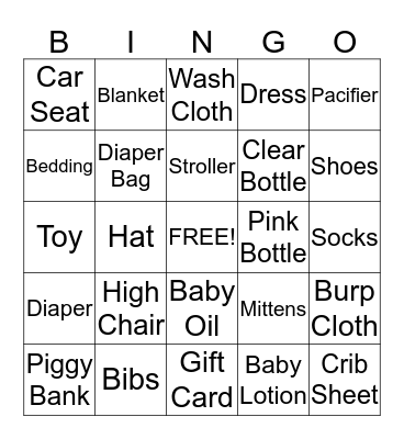 Krystal's Baby Shower Bingo Card