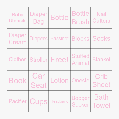 Baby Bingo Card