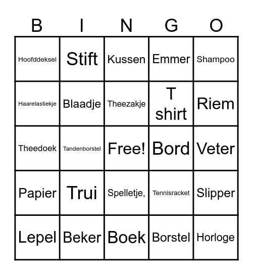 Kamp Bingo Card