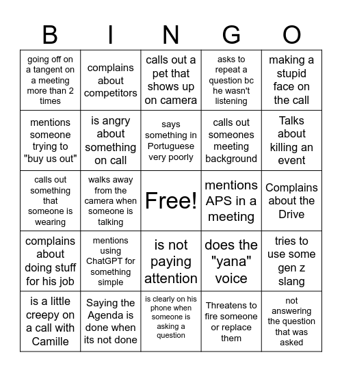 The Clown Bingo Card