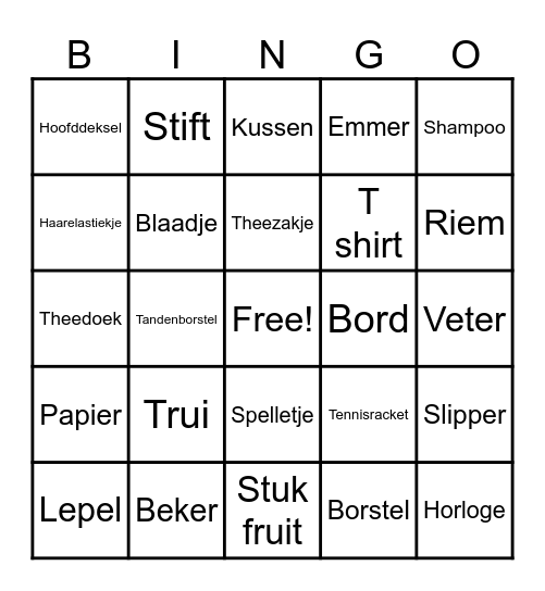 Kamp Bingo Card
