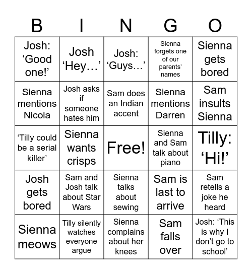Us bingo Card