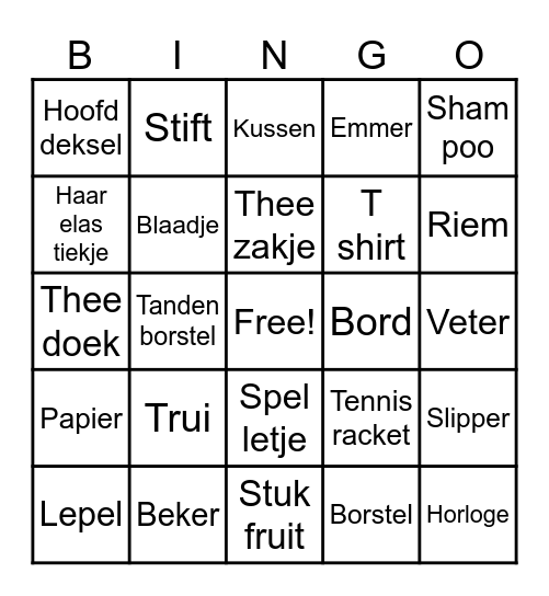 Kamp Bingo Card