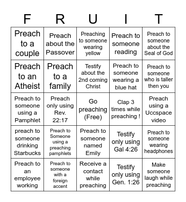 Ten Talents Movement  Bingo Card