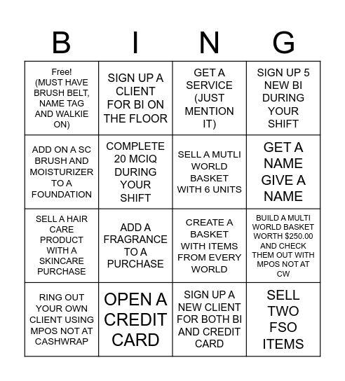 MULTI WORLD Bingo Card