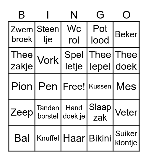 Kamp Bingo 2 Bingo Card