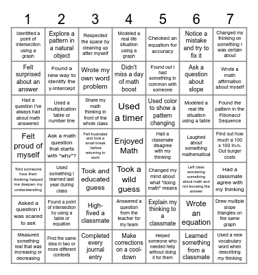 Math Boost Bingo Card