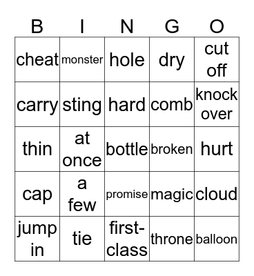 Wizard of Oz Bingo Card