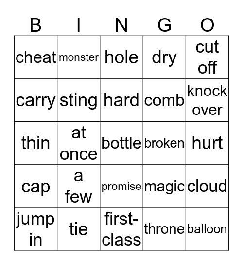 Wizard of Oz Bingo Card