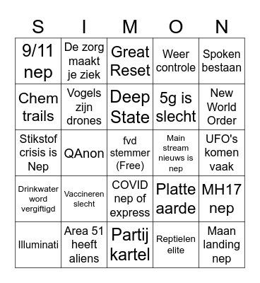 Noom's Complot Bingo Card