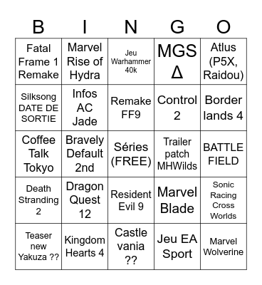 SUMMER GAME FEST Bingo Card