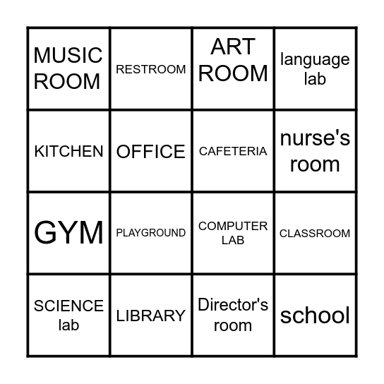 SCHOOL PLACES Bingo Card